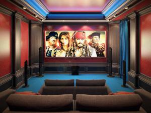طراحی سه بعدی اتاق سینما خانگی لواسان
